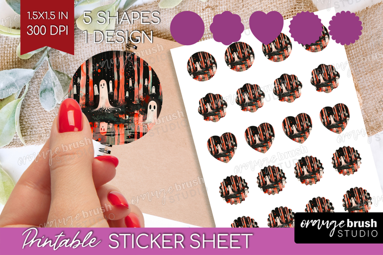 Neon Halloween Round Sticker - Spooky Printable Sticker