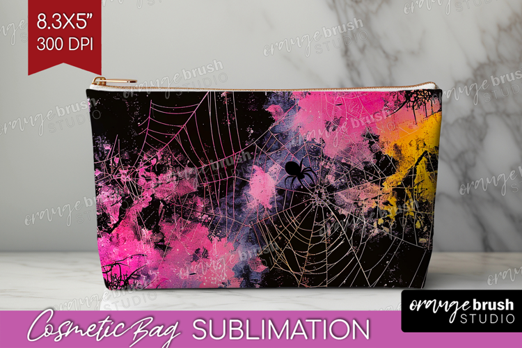 Neon Halloween Cosmetic Bag - Spooky Makeup Bag PNG