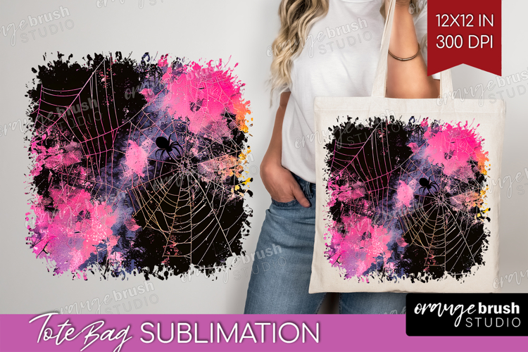 Neon Halloween Tote Bag - Spooky Tote Bag PNG Sublimation