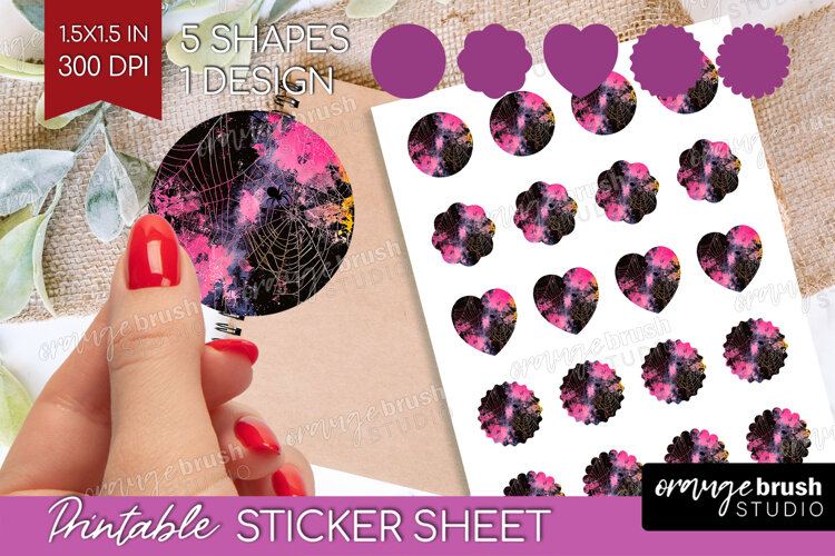 Neon Halloween Round Sticker - Spooky Printable Sticker example image 1