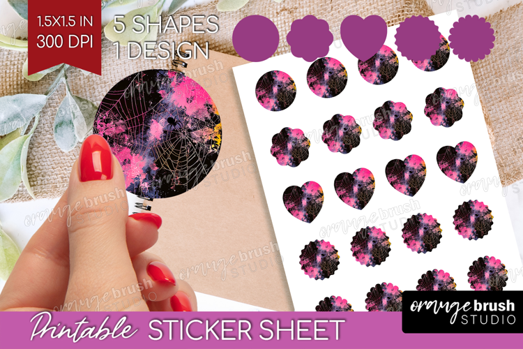Neon Halloween Round Sticker - Spooky Printable Sticker