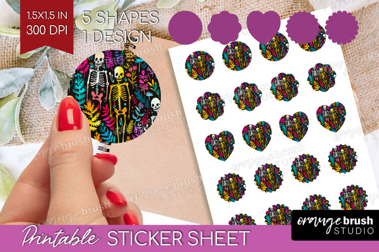 Neon Halloween Round Sticker - Spooky Printable Sticker example image 1