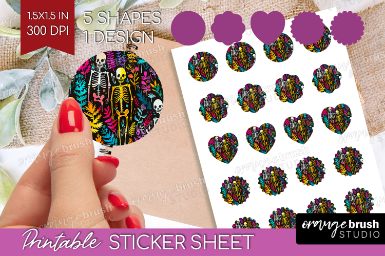 Neon Halloween Round Sticker - Spooky Printable Sticker