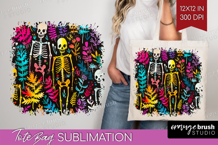 Neon Halloween Tote Bag - Spooky Tote Bag PNG Sublimation