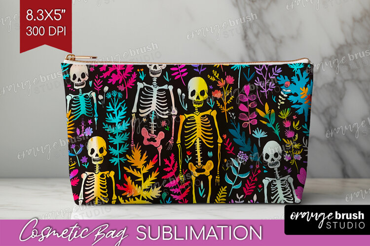 Neon Halloween Cosmetic Bag - Spooky Makeup Bag PNG example image 1