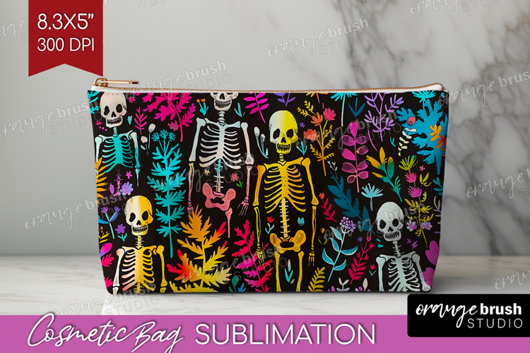 Neon Halloween Cosmetic Bag - Spooky Makeup Bag PNG