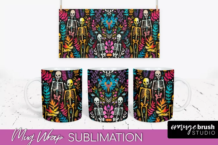 Neon Halloween Mug Wrap - Spooky Mug Sublimation Designs