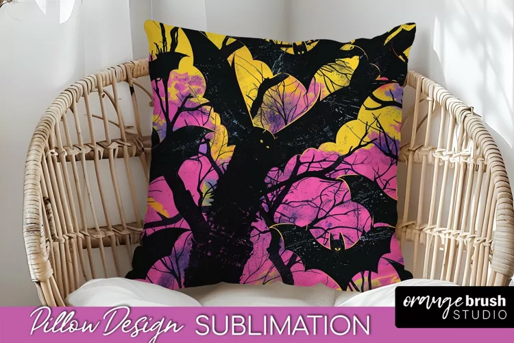 Neon Halloween Pillow Sublimation - Spooky Pillow Cover