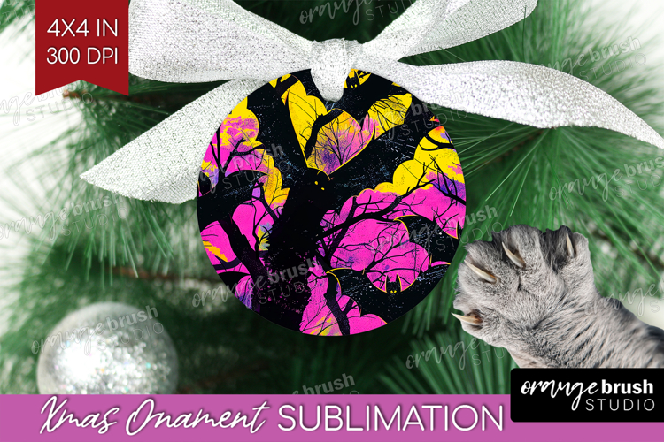 Neon Halloween Ornament PNG - Spooky PNG Sublimation