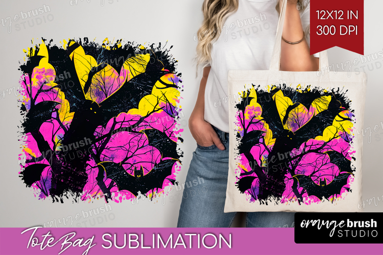 Neon Halloween Tote Bag - Spooky Tote Bag PNG Sublimation