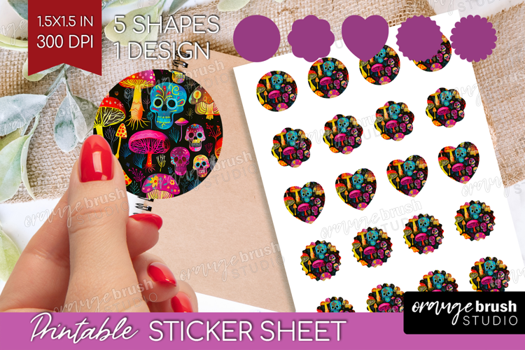 Neon Halloween Round Sticker - Spooky Printable Sticker