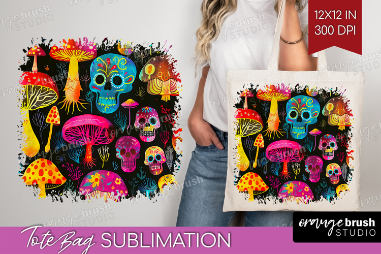 Neon Halloween Tote Bag - Spooky Tote Bag PNG Sublimation