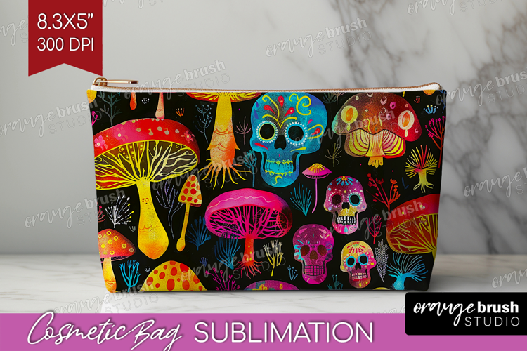 Neon Halloween Cosmetic Bag - Spooky Makeup Bag PNG