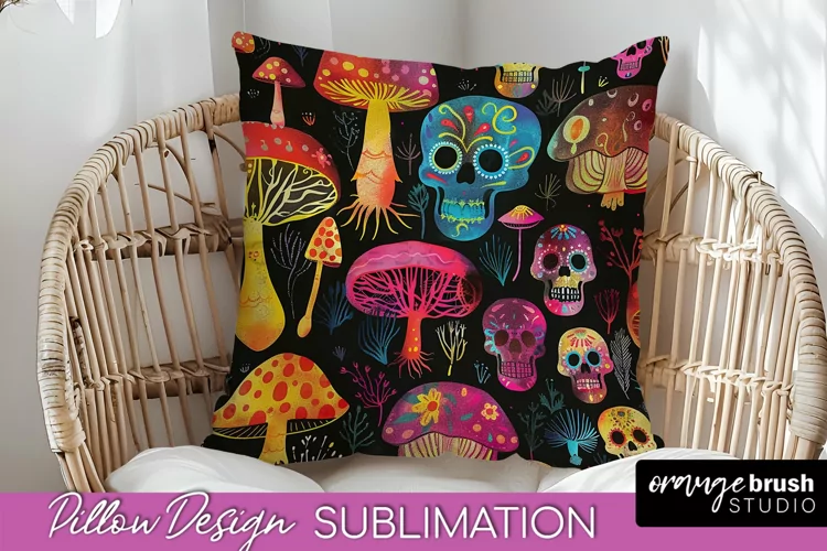 Neon Halloween Pillow Sublimation - Spooky Pillow Cover