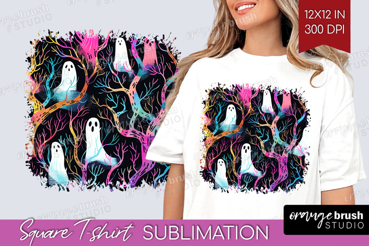 Neon Halloween Square Tshirt Background - Spooky PNG