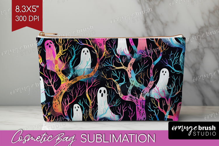 Neon Halloween Cosmetic Bag - Spooky Makeup Bag PNG