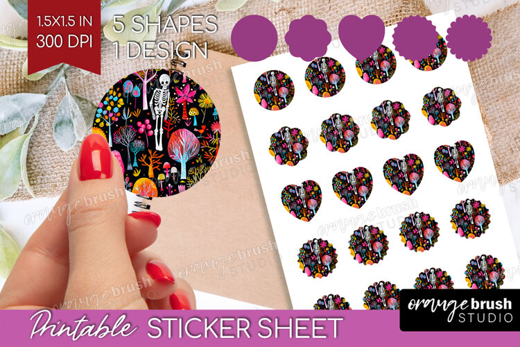 Neon Halloween Round Sticker - Spooky Printable Sticker example image 1