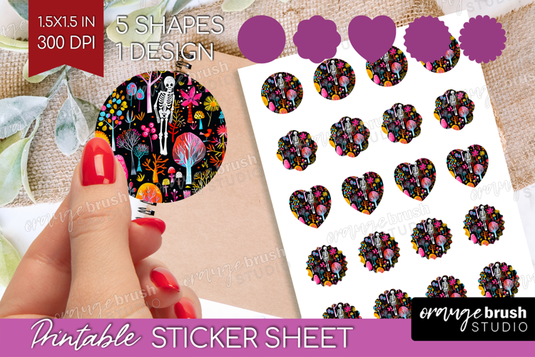 Neon Halloween Round Sticker - Spooky Printable Sticker