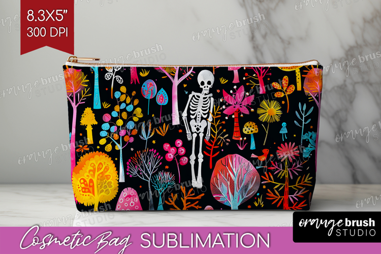 Neon Halloween Cosmetic Bag - Spooky Makeup Bag PNG