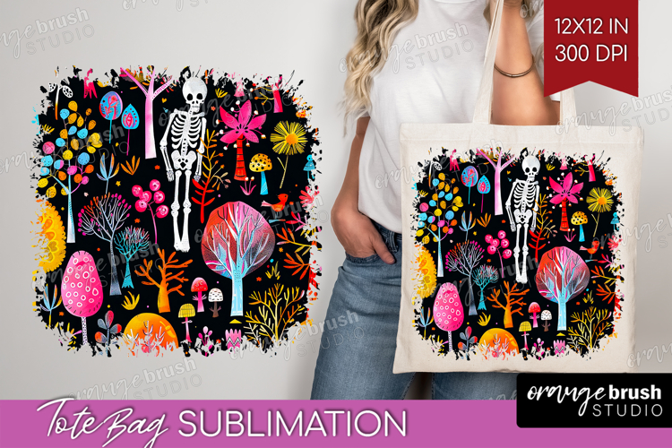 Neon Halloween Tote Bag - Spooky Tote Bag PNG Sublimation