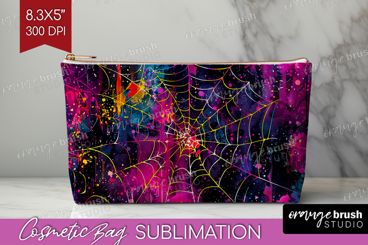 Neon Halloween Cosmetic Bag - Spooky Makeup Bag PNG