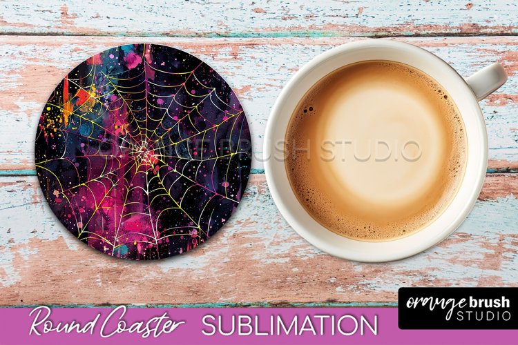 Neon Halloween Coasters - Spooky Round Coaster Sublimation