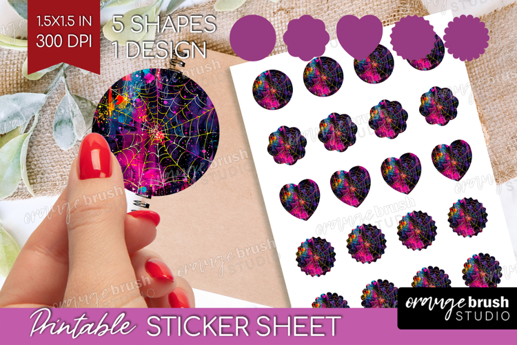 Neon Halloween Round Sticker - Spooky Printable Sticker