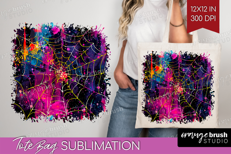 Neon Halloween Tote Bag - Spooky Tote Bag PNG Sublimation