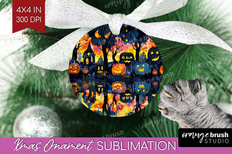 Neon Halloween Ornament PNG - Spooky PNG Sublimation