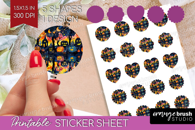 Neon Halloween Round Sticker - Spooky Printable Sticker example image 1