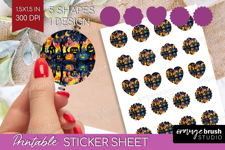 Neon Halloween Round Sticker - Spooky Printable Sticker