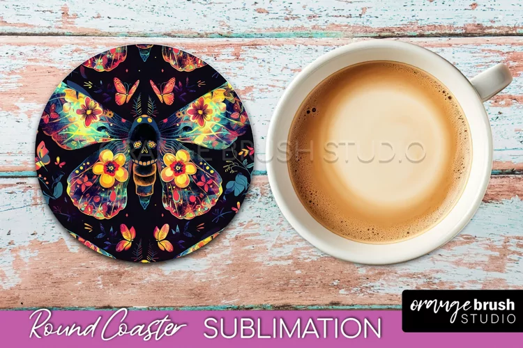 Neon Halloween Coasters - Spooky Round Coaster Sublimation