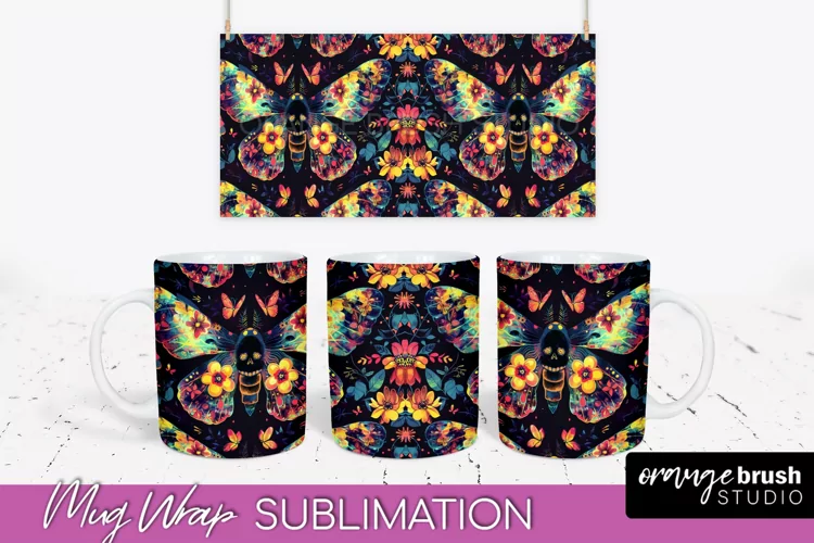 Neon Halloween Mug Wrap - Spooky Mug Sublimation Designs