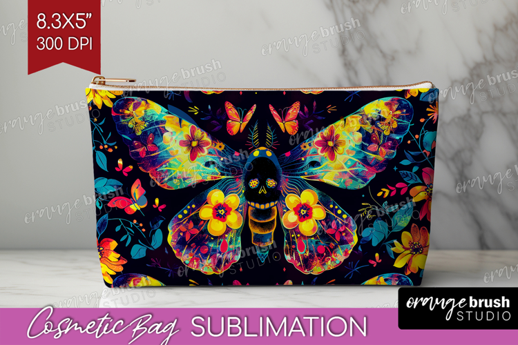 Neon Halloween Cosmetic Bag - Spooky Makeup Bag PNG