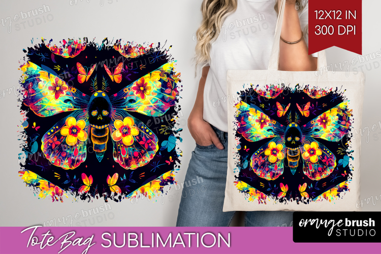 Neon Halloween Tote Bag - Spooky Tote Bag PNG Sublimation