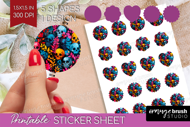 Neon Halloween Round Sticker - Spooky Printable Sticker