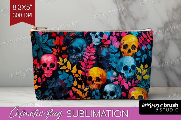 Neon Halloween Cosmetic Bag - Spooky Makeup Bag PNG