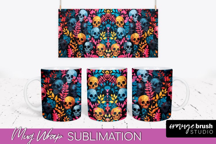Neon Halloween Mug Wrap - Spooky Mug Sublimation Designs
