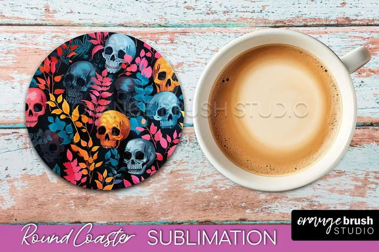 Neon Halloween Coasters - Spooky Round Coaster Sublimation