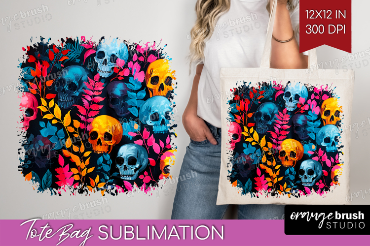 Neon Halloween Tote Bag - Spooky Tote Bag PNG Sublimation