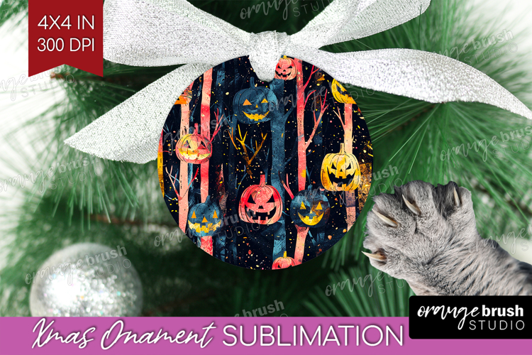 Neon Halloween Ornament PNG - Spooky PNG Sublimation
