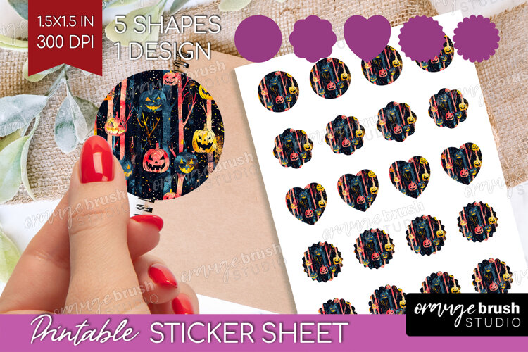 Neon Halloween Round Sticker - Spooky Printable Sticker example image 1