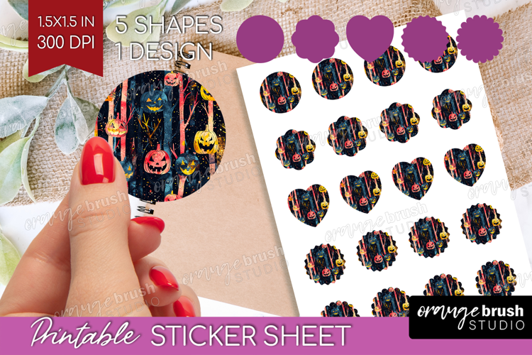 Neon Halloween Round Sticker - Spooky Printable Sticker