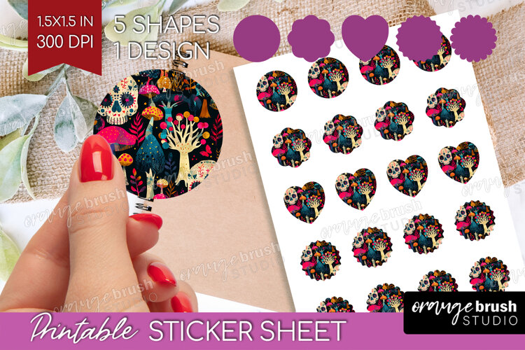 Neon Halloween Round Sticker - Spooky Printable Sticker example image 1