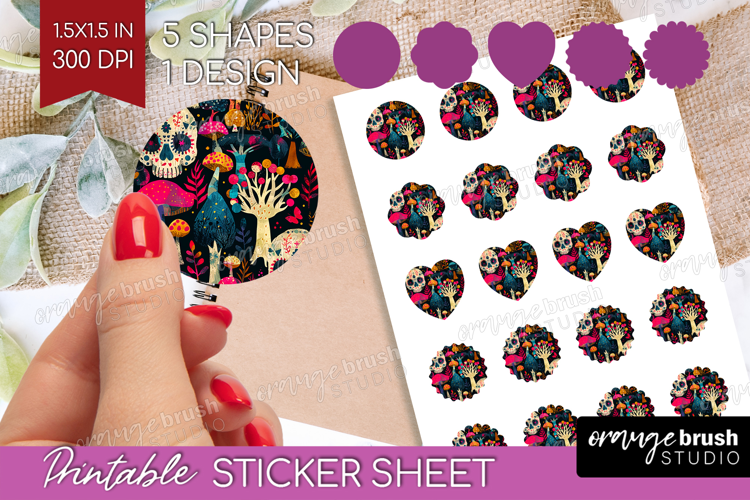 Neon Halloween Round Sticker - Spooky Printable Sticker