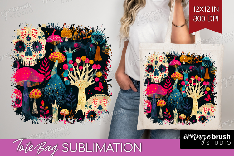 Neon Halloween Tote Bag - Spooky Tote Bag PNG Sublimation
