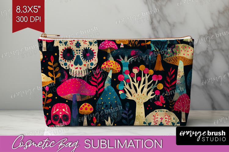 Neon Halloween Cosmetic Bag - Spooky Makeup Bag PNG