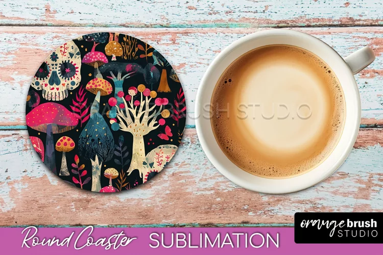 Neon Halloween Coasters - Spooky Round Coaster Sublimation