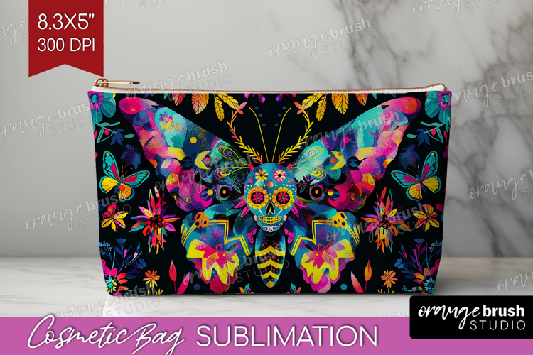 Neon Halloween Cosmetic Bag - Spooky Makeup Bag PNG