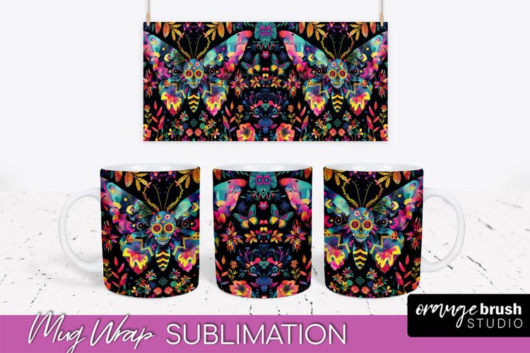 Neon Halloween Mug Wrap - Spooky Mug Sublimation Designs